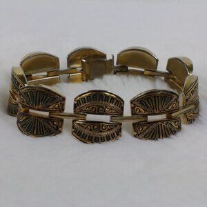 Damascene Black & Gold Art Deco Link Bracelet